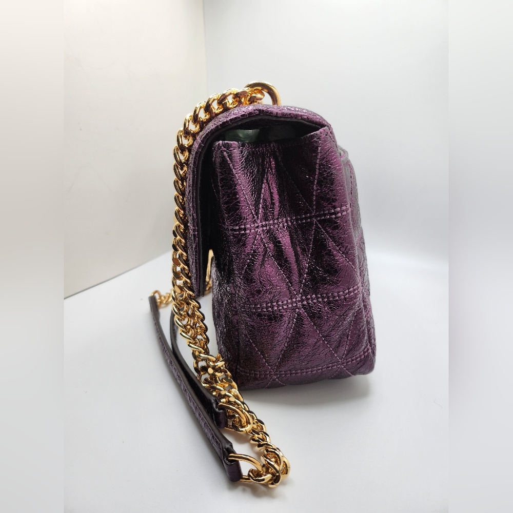 Michael Kors Sloan Large Chain Shoulder Bag damson pyramid quilt leather - Picture 5 of 12